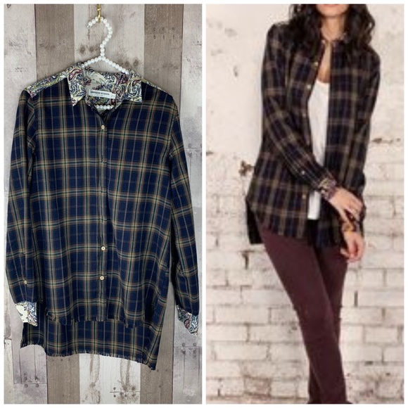 NWT Anthropologie Sophia plaid button up small - Picture 1 of 8